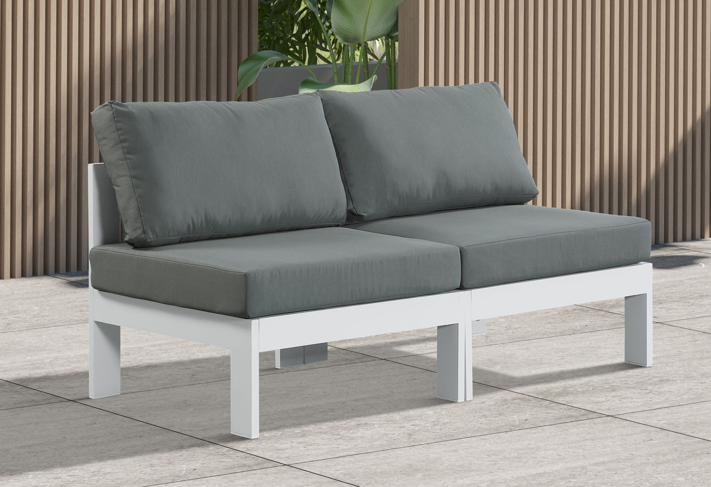 Nizuc - Outdoor Patio Modular Sofa - Grey - Fabric - Modern & Contemporary