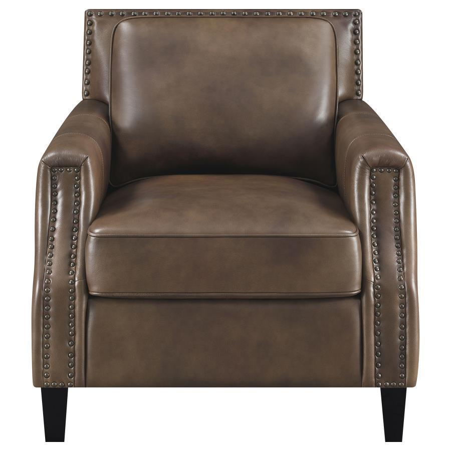 Leaton - Upholstered Recessed Arm Chair - Brown
