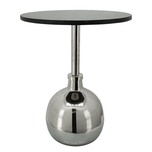 Metal Side Table With Orb Base 22" - Silver