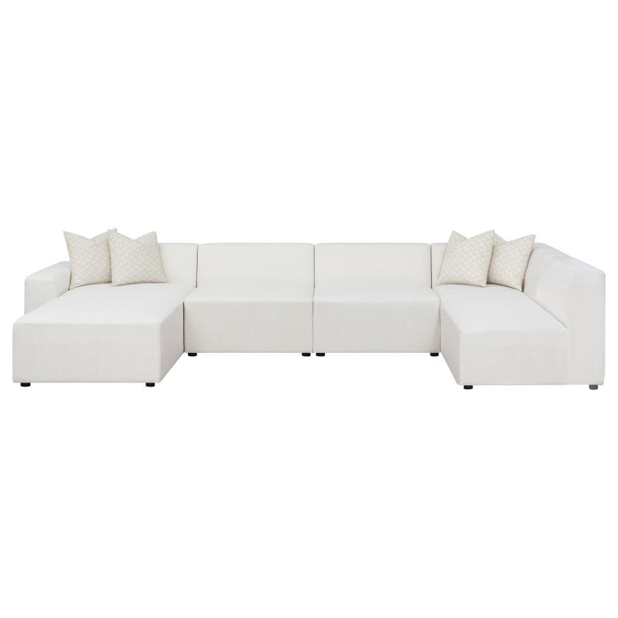 Freddie - 6-Piece Upholstered Modular Sectional - Pearl - Performance Fabric