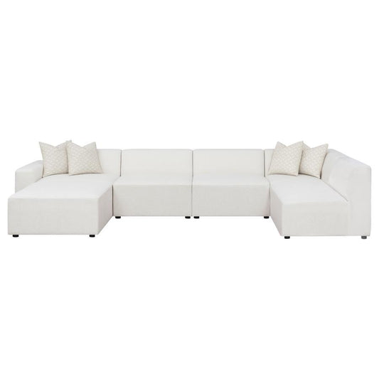 Freddie - 6-Piece Upholstered Modular Sectional - Pearl - Performance Fabric