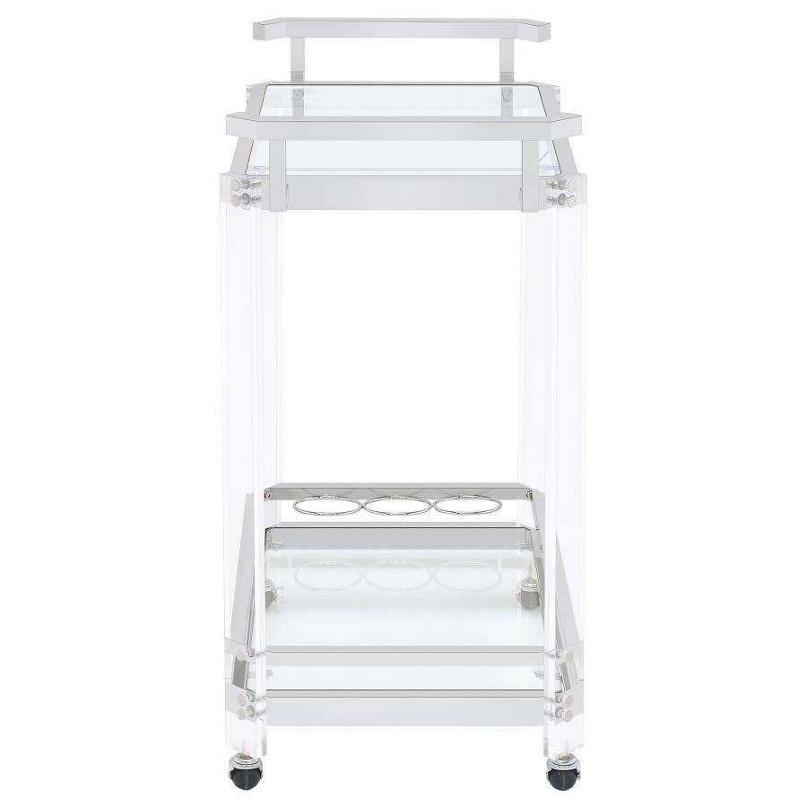 Jefferson - 2-tier Glass Serving Cart - Pearl Silver