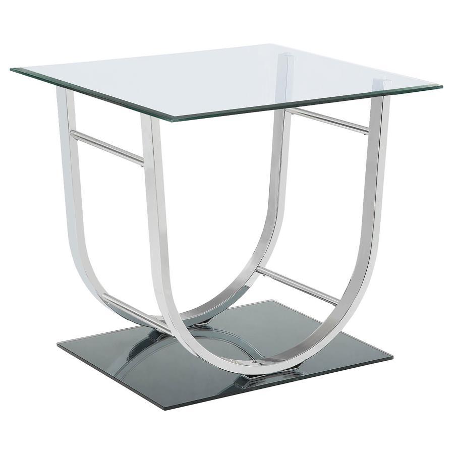 Danville - U-shaped End Table - Pearl Silver