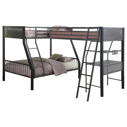 Meyers - 2 Piece Set (Twin Over Full Bunk Bed and Loft Add-On) - Black