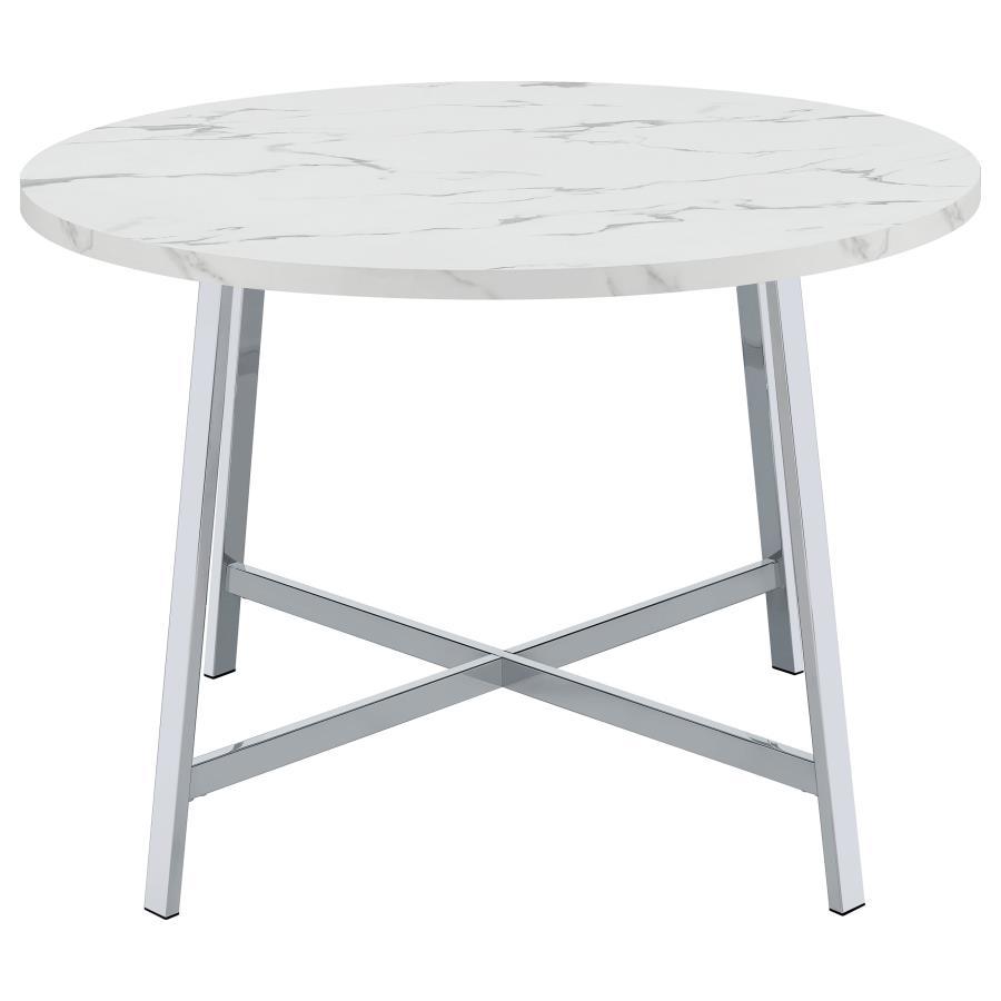 Dining Table - Faux Marble / Chrome