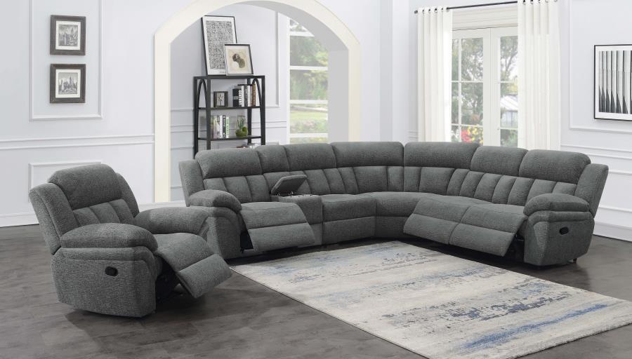 Bahrain - 6-piece Upholstered Motion Sectional - Gray