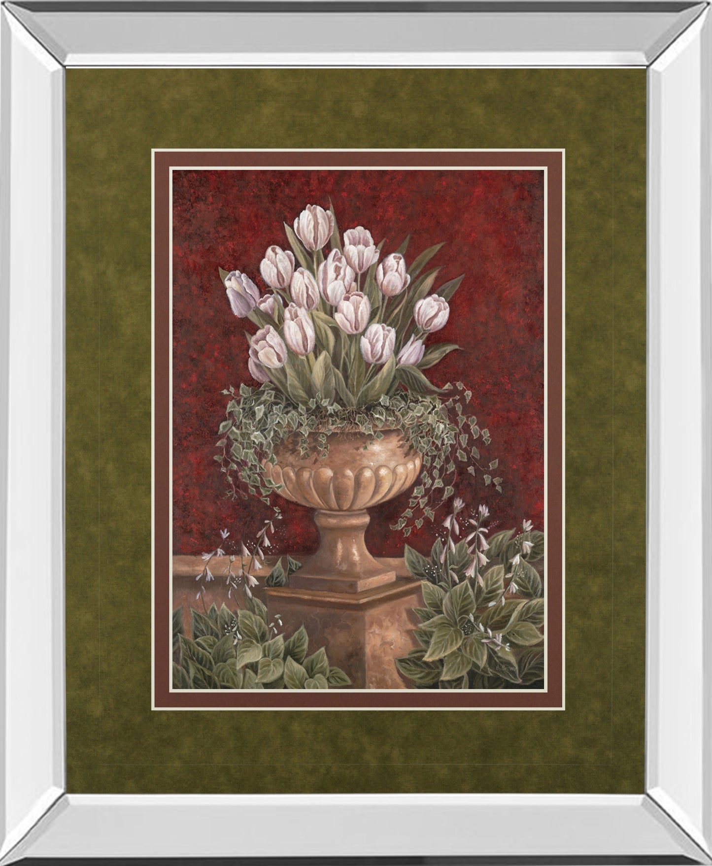 Alexa's Tulips By Betsy Brown - Mirror Framed Print Wall Art - Red