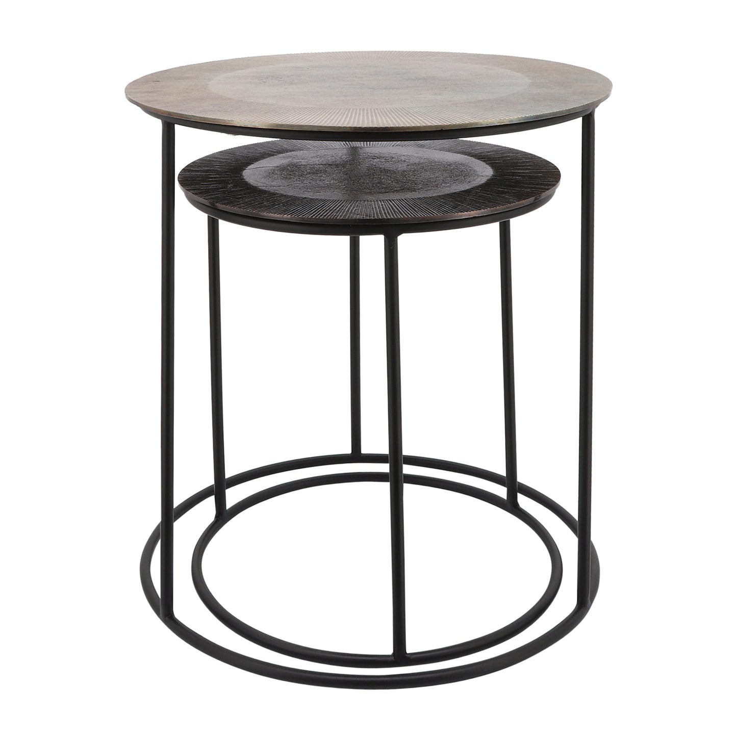 Side Tables With Aluminum Top (Set of 2) - Black