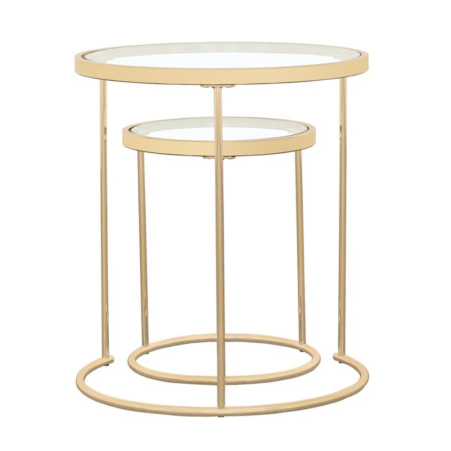 Maylin - 2-piece Round Glass Top Nesting Tables - Yellow