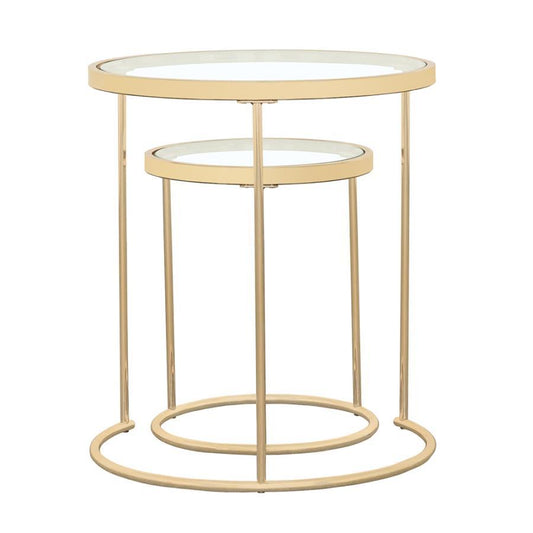 Maylin - 2-piece Round Glass Top Nesting Tables - Yellow