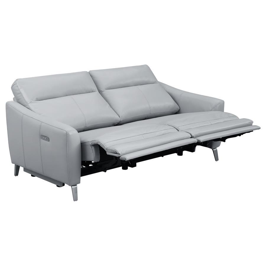 Derek - 3 Piece Power Reclining Living Room Sets - Pearl Silver