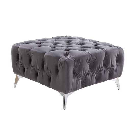 Wugtyx - Ottoman - Dark Gray Velvet - 18"