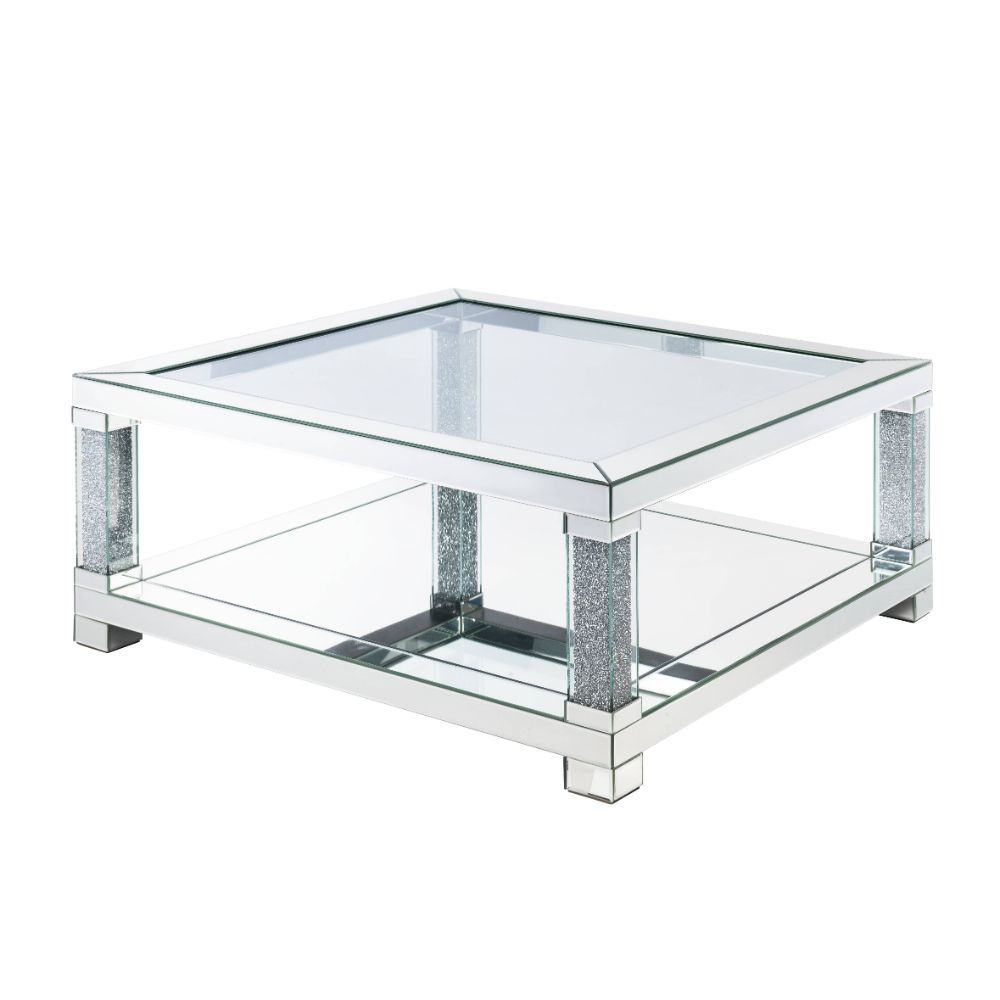 Noralie - Coffee Table - Mirrored & Faux Diamonds - Wood