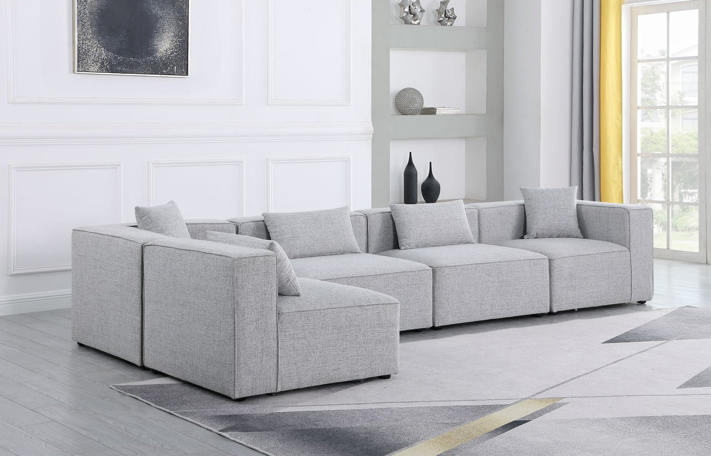 Cube - Modular Sectional 5 Piece - Gray