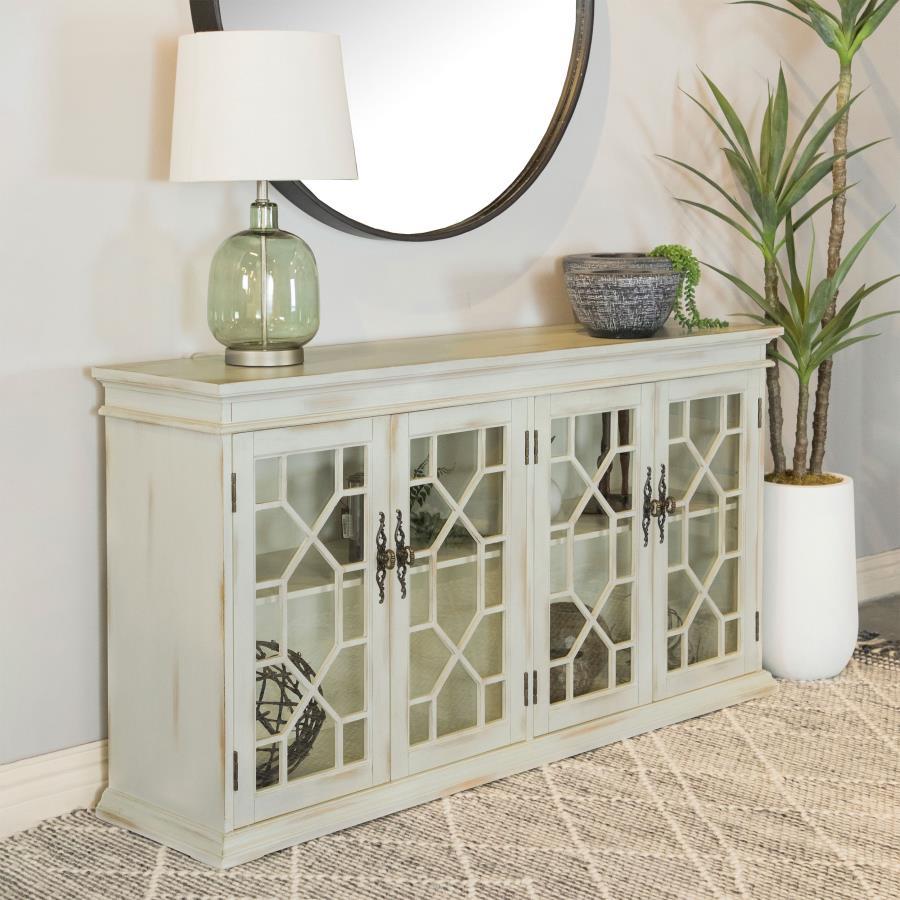 Kiara - Dual Glass Door Accent Cabinet - White