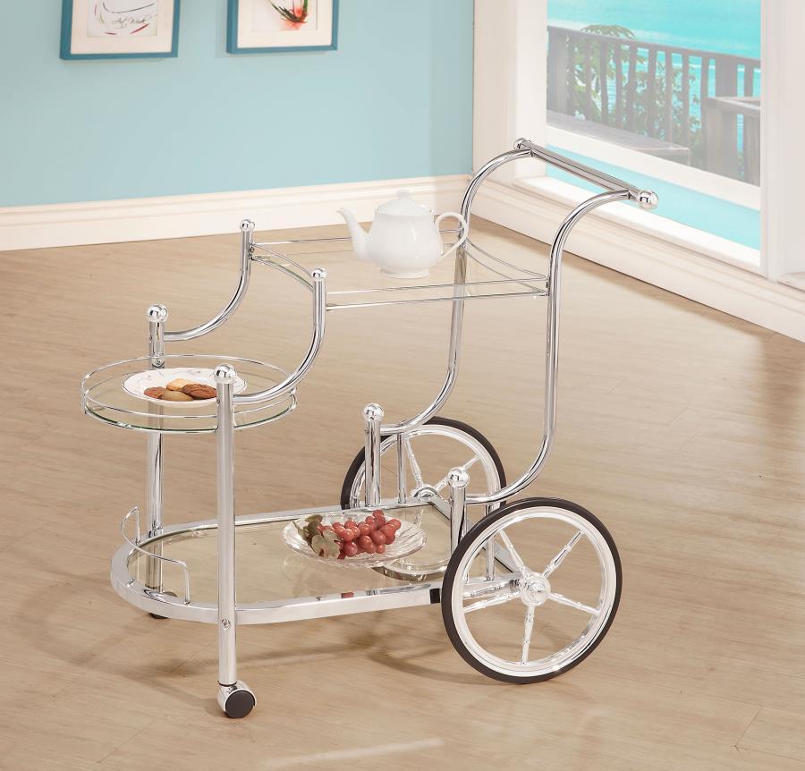 Sarandon - 3-tier Serving Cart - Pearl Silver