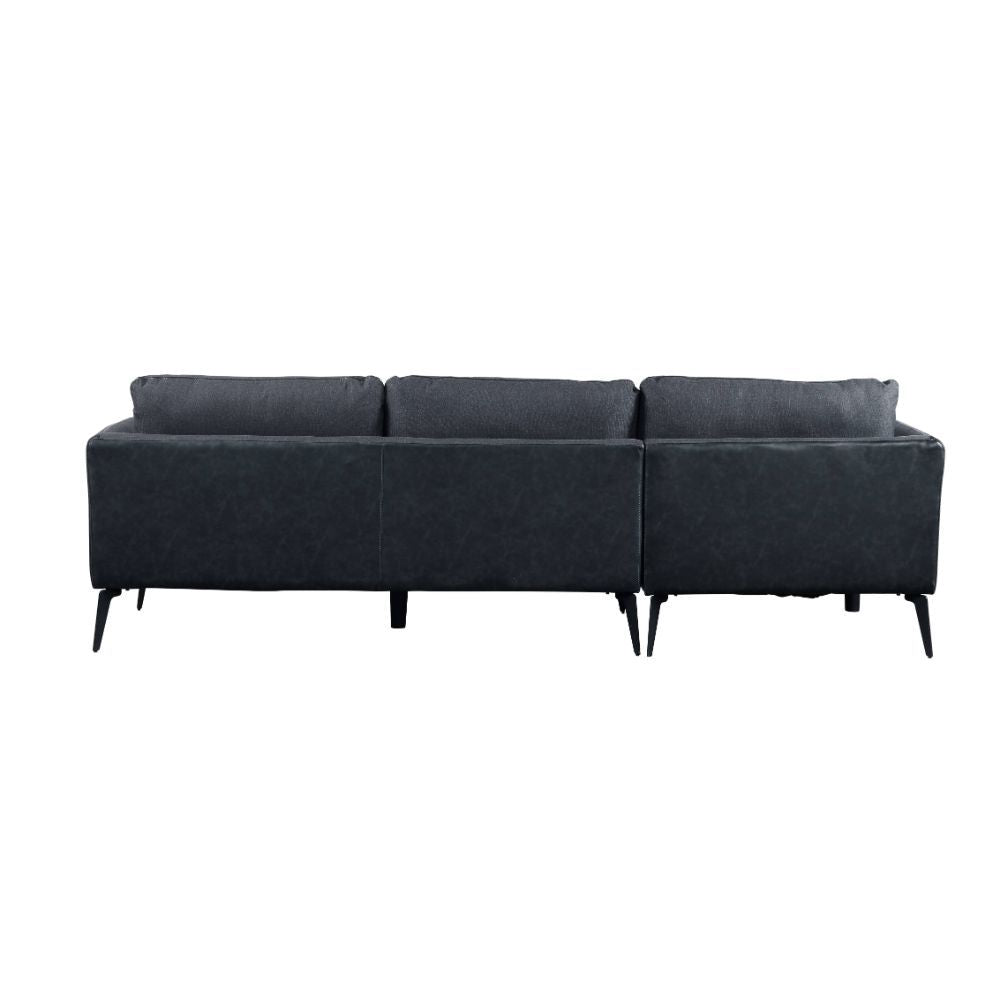 Harun - Sectional Sofa - Gray Fabric & PU