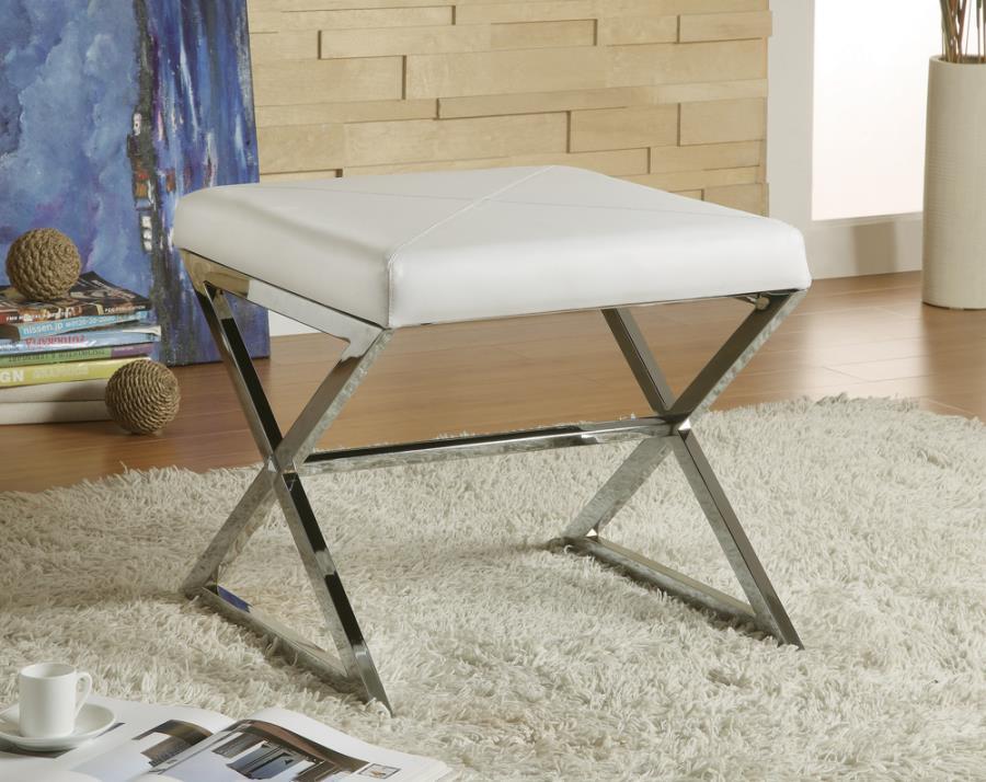 Rita - X-cross Square Ottoman - White