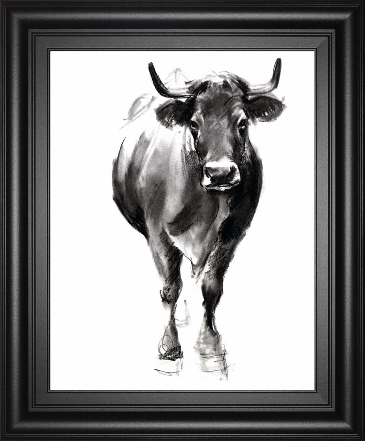 Charcoal Cattle II By Jennifer Paxton Parker 22x26 - Dark Gray