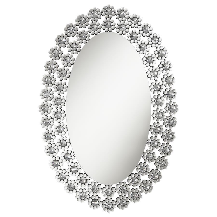 Colleen - Oval Accent Mirror - Pearl Silver