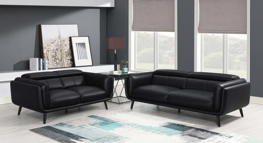 Shania - 2 Piece Living Room Set (Sofa And Loveseat) - Black