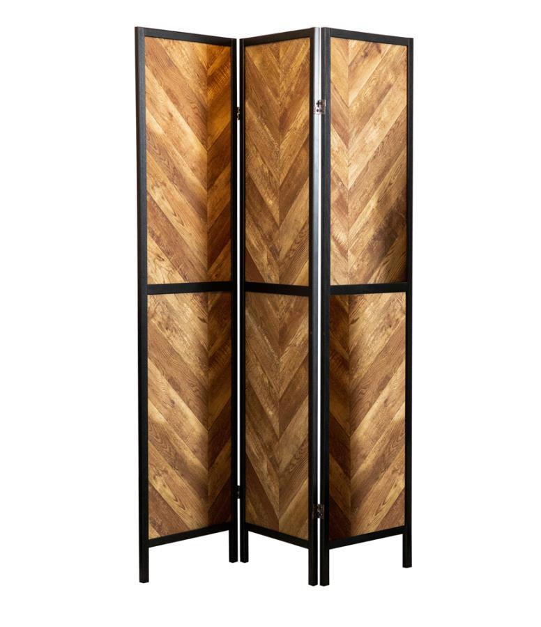 Marlene - Pattern 3-panel Screen - Light Brown