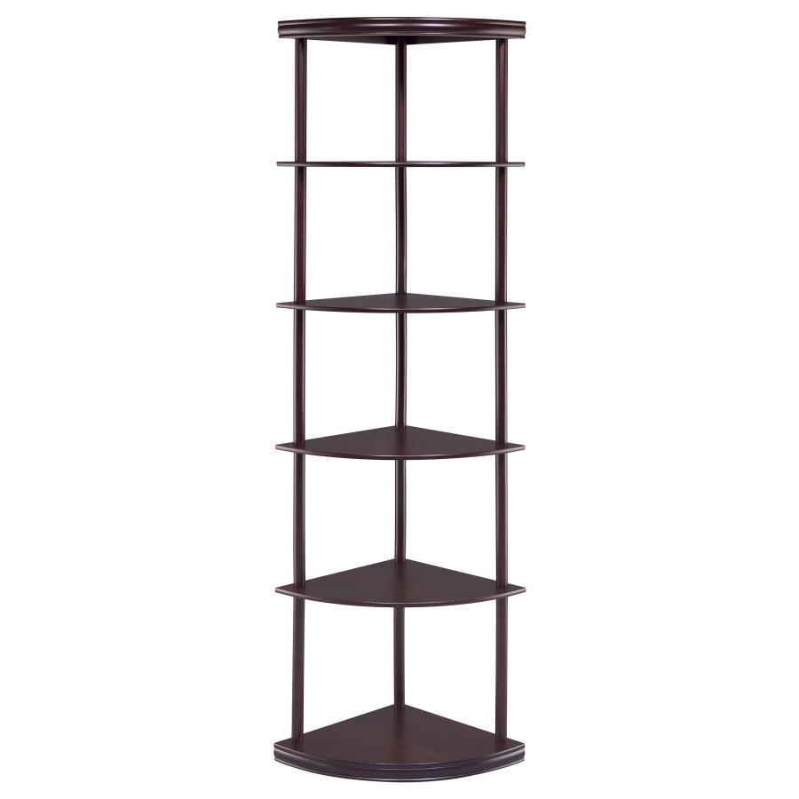 Bonwick - 5-Shelf Corner BookShelf - Brown