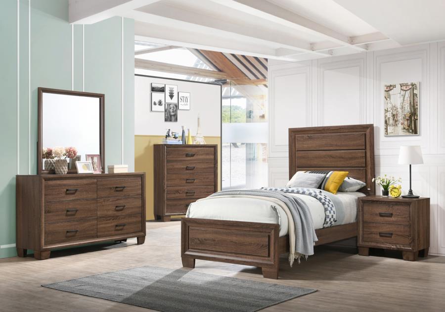 Brandon - 5 Piece Twin Panel Bedroom Set - Brown