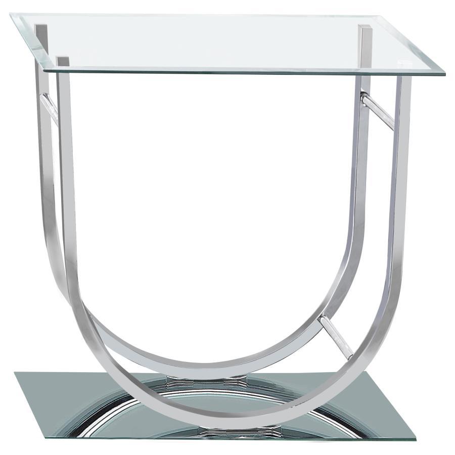 Danville - U-shaped End Table - Pearl Silver