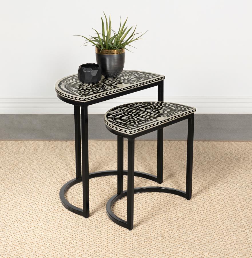 2 Pieces Nesting Tables - Black / White