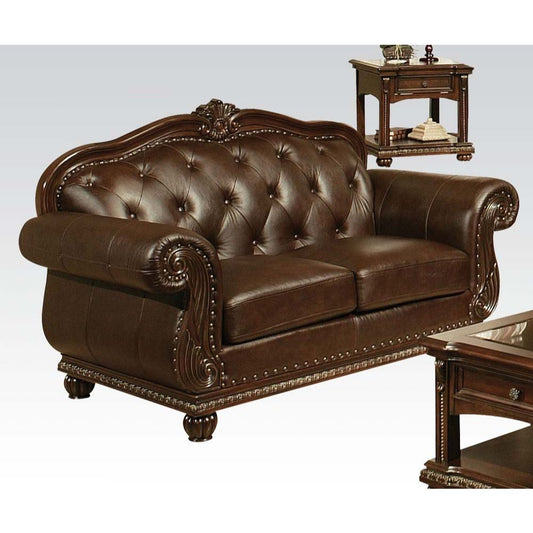 Anondale - Loveseat - Espresso Top Grain Leather Match