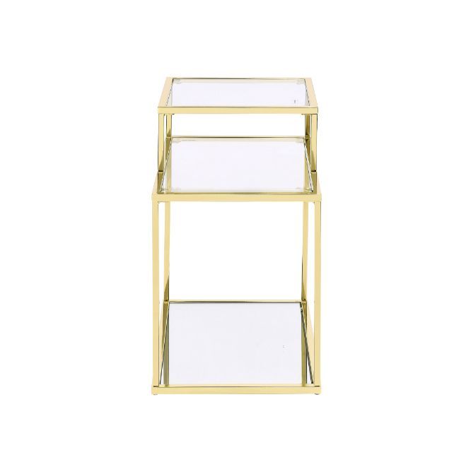 Uchenna - Accent Table - Clear Glass & Gold Finish - 23"