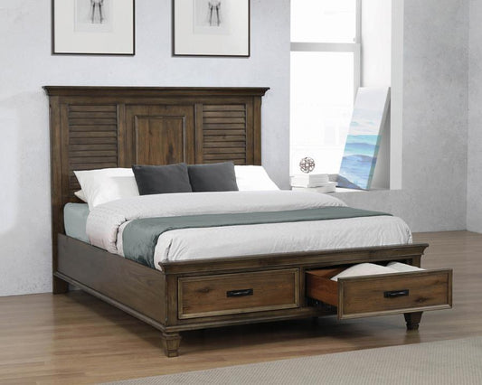 Franco - 4 Piece Eastern King Storage Bedroom Set - Brown