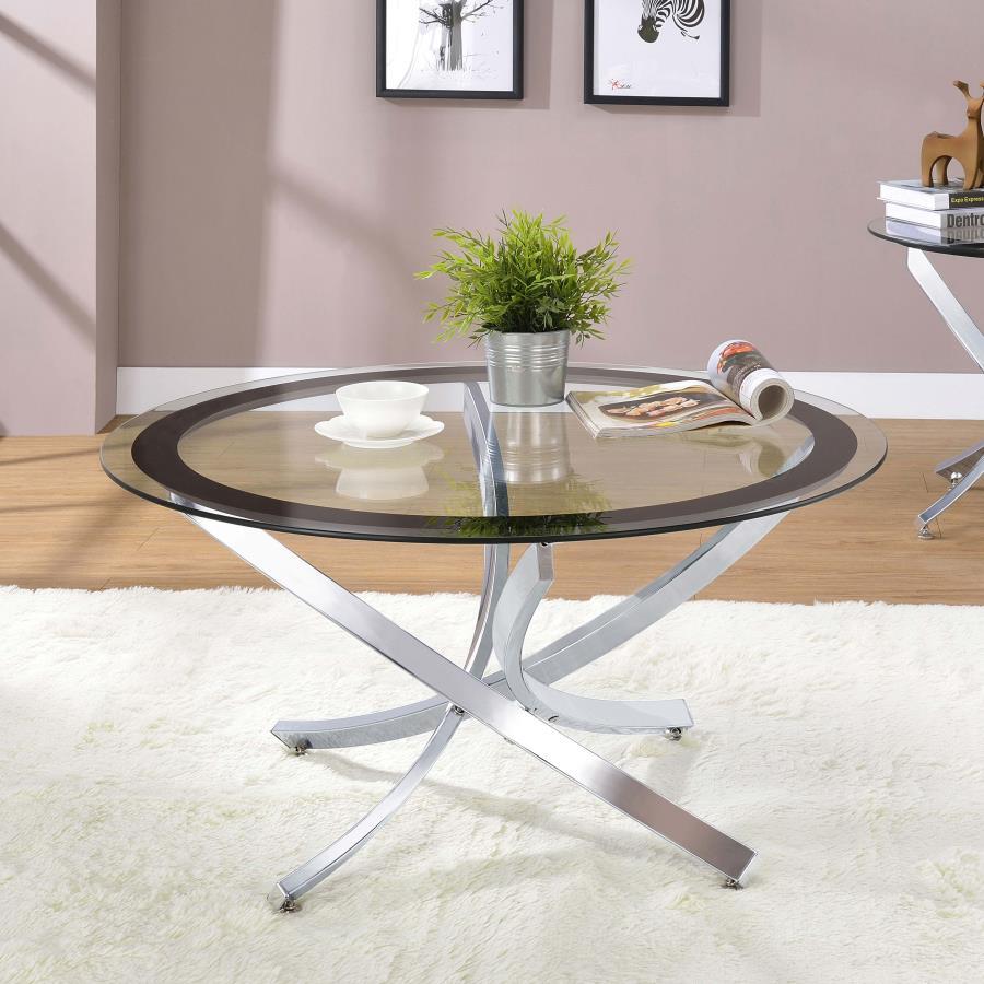 Brooke - Glass Top Coffee Table - Pearl Silver