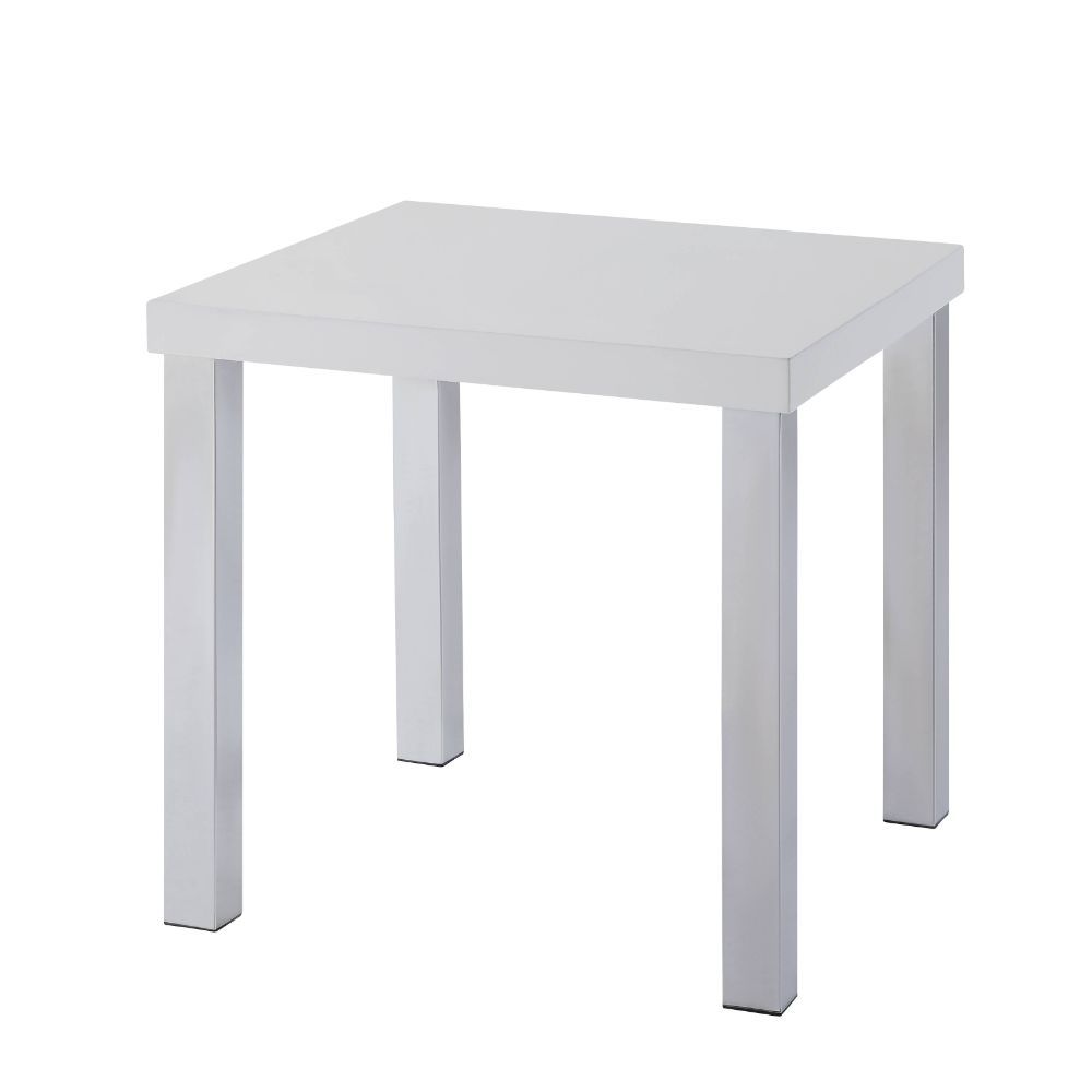 Harta - End Table - White High Gloss & Chrome