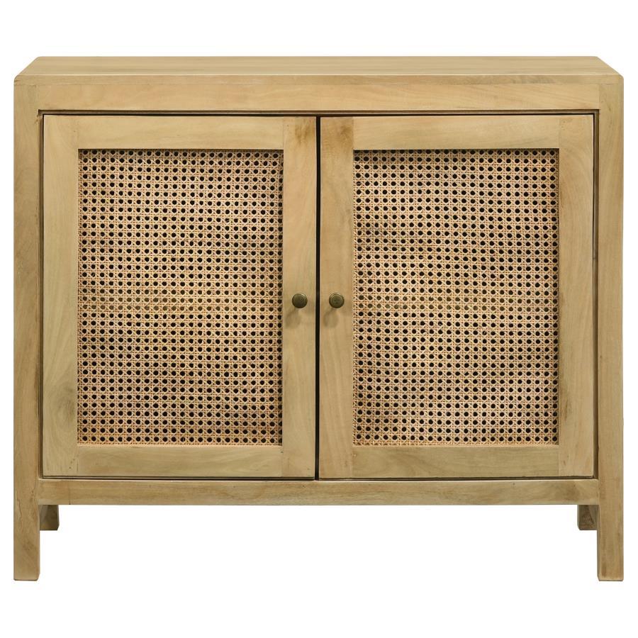 Amaryllis - 2 Woven Cane Doors Accent Cabinet - Light Brown