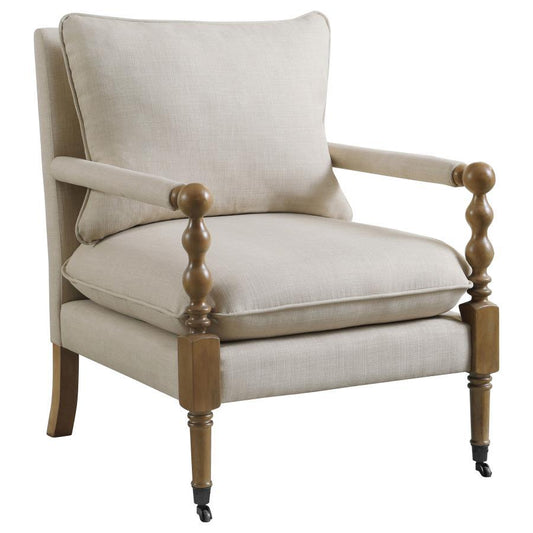 Monaghan - Upholstered Accent Chair With Casters - Beige