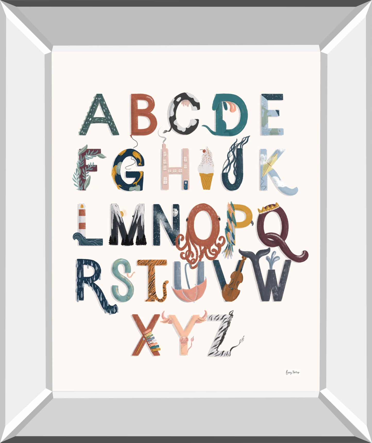 Alphabet A To Z By Becky Thorns - Mirror Framed Print Wall Art