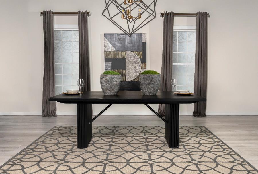 Catherine Rectangular Double Pedestal Dining Table Black