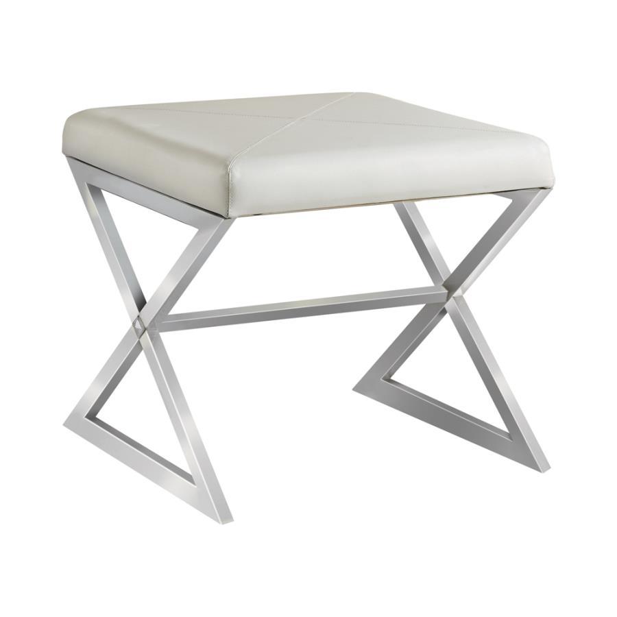 Rita - X-cross Square Ottoman - White