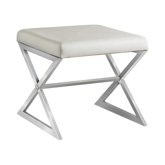 Rita - X-cross Square Ottoman - White