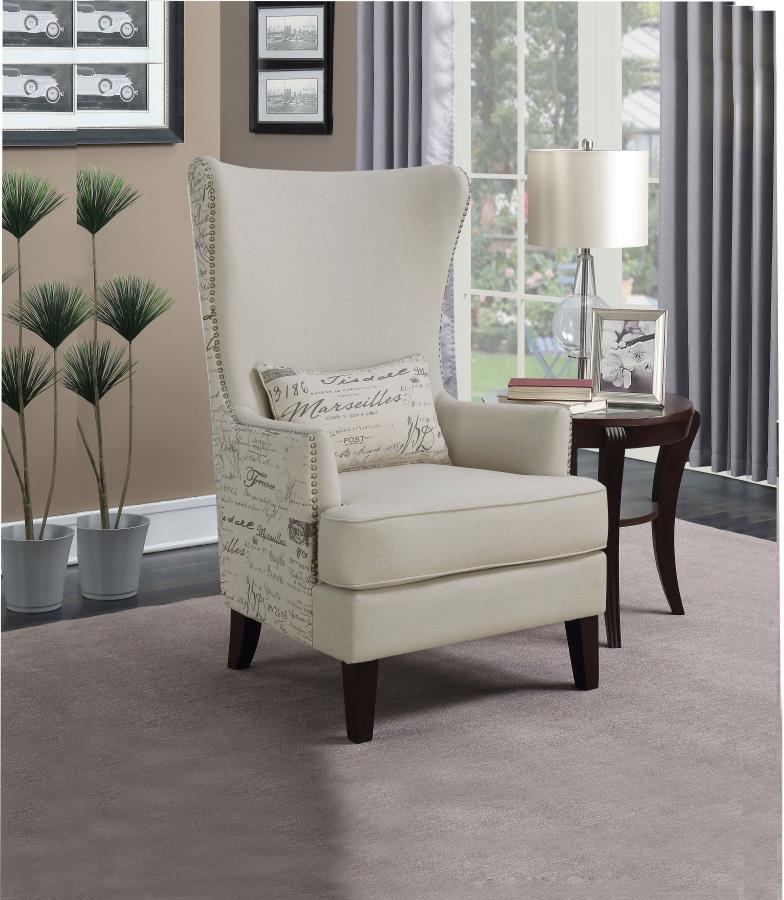 Pippin - Curved Arm High Back Accent Chair - Beige