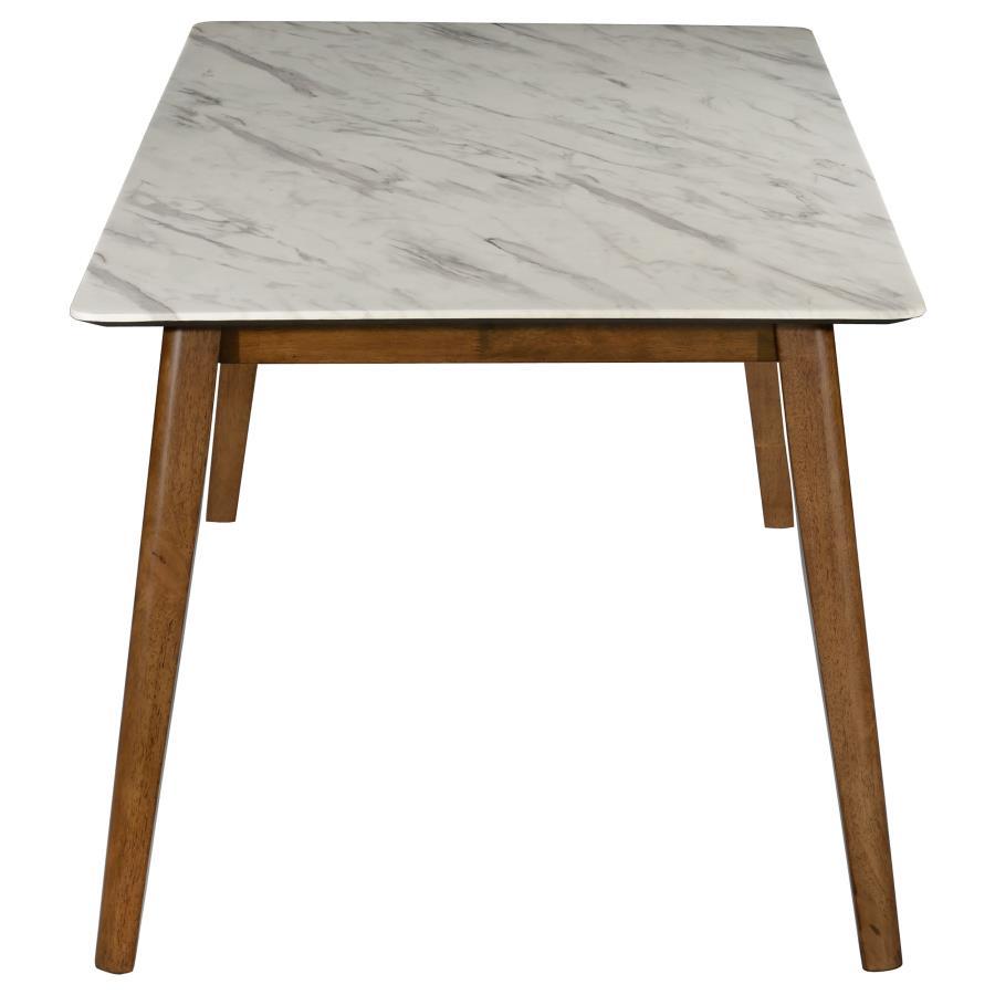 Everett - Faux Marble Top Dining Table - White