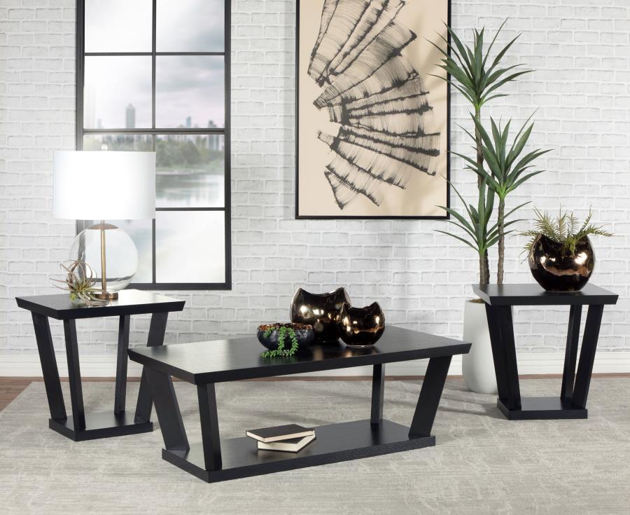 Aminta - 3 Piece Squared Base Table Set - Black