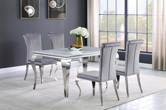 Carone - 5 Piece Dining Room Set - Pearl Silver