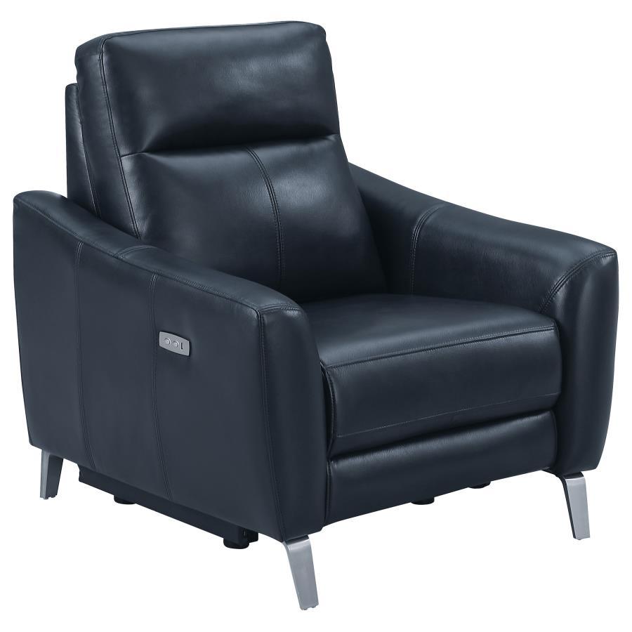 Derek - Power Recliner - Leather Match - Blue