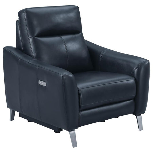 Derek - Power Recliner - Leather Match - Blue