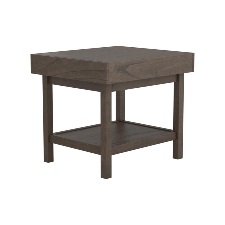 Owen - Rectangle End Table With Shelf - Brown