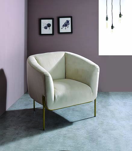 Carlson - Accent Chair - Beige Velvet & Gold