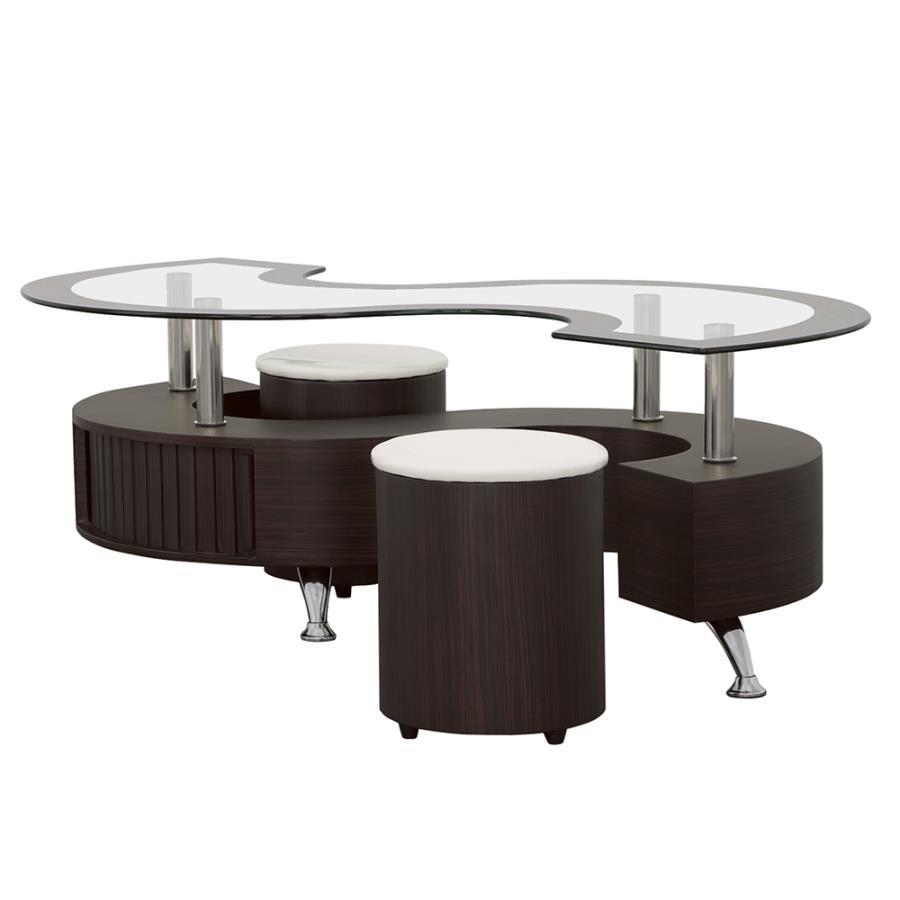 Buckley - 3 Piece Coffee Table And Stool Set - Black